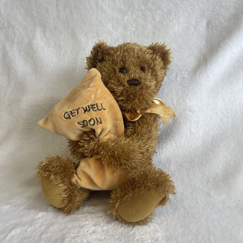 Get Well‎ Soon Teddy Bear Plush Pillow for Kids Adults Brown 12”